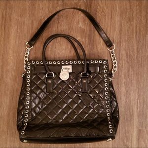 Quilted stitch black MK tote